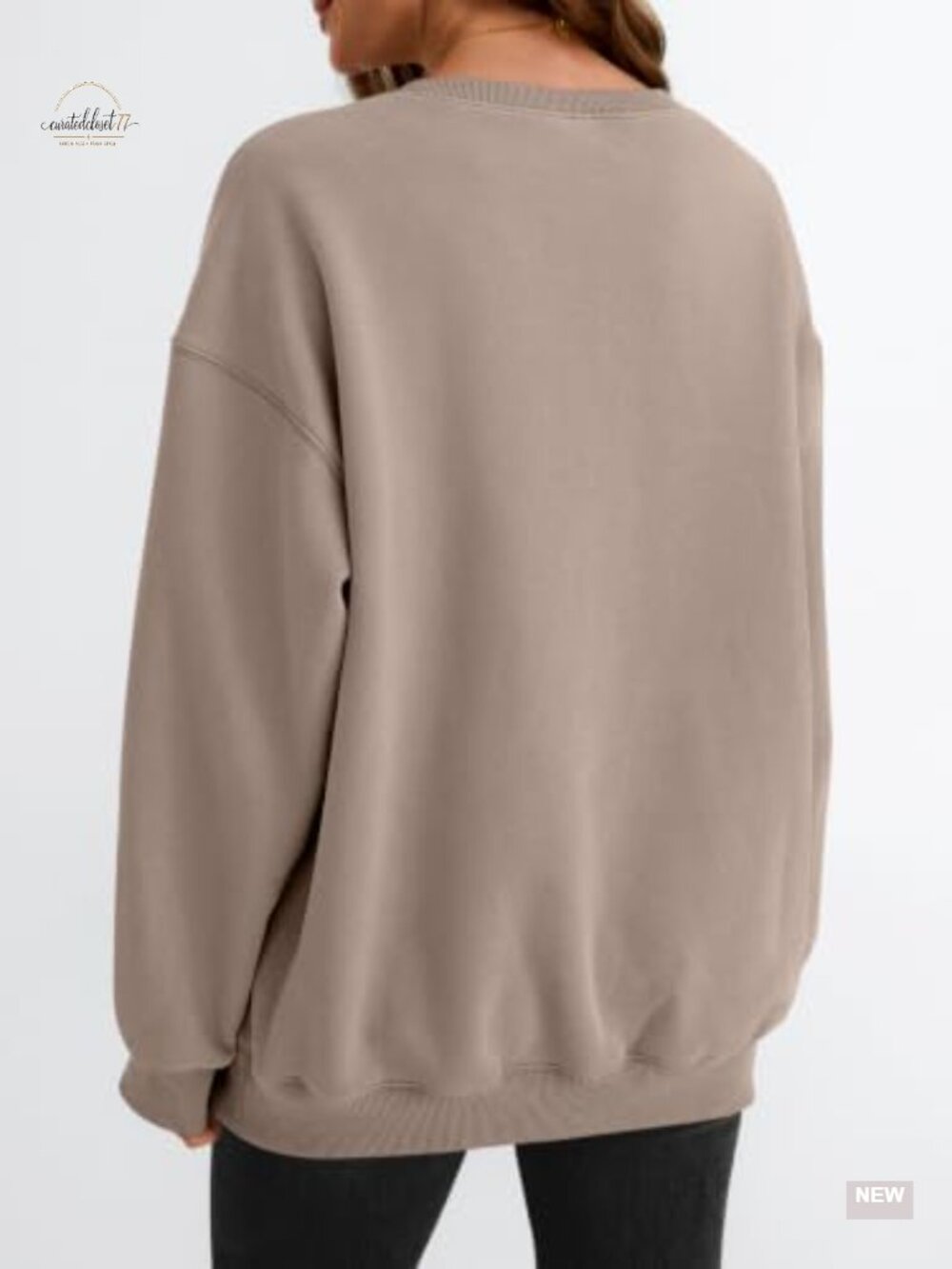 Oversized Fleece Lined Crewneck Sweatshirt Pullover Y2K - Picture 3 of 6